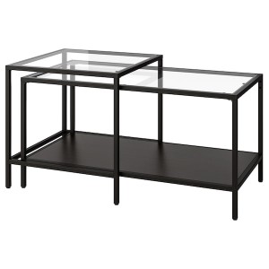 IKEA VITTSJÖ nesting tables, set of 2, black-brown/glass, 35 3/8x19 5/8 in, Ikea Ireland | 8605GPJCM
