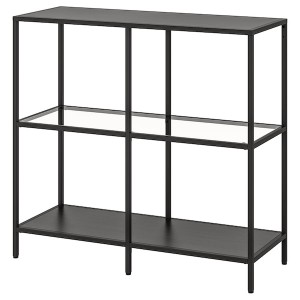 IKEA VITTSJÖ shelf unit, black-brown/glass, 39 3/8x36 5/8 in, Ikea Ireland | 0587NCYHR
