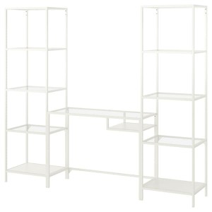 IKEA VITTSJÖ shelving unit with laptop table, white/glass, 79 1/2x14 1/8x68 7/8 in, Ikea Ireland | 3867YTNBA