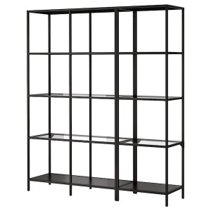 IKEA VITTSJÖ storage combination, 59 1/2x14 1/8x68 7/8 in Black / Brown / Glass, Ikea Ireland | 6389BQYNP