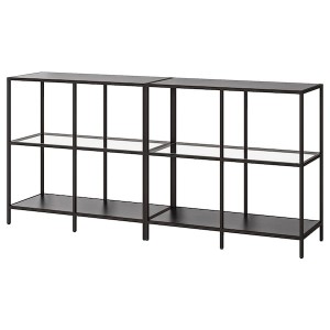 IKEA VITTSJÖ storage combination, 78 3/4x14 1/8x36 5/8 in Black / Brown / Glass, Ikea Ireland | 2831KXEPO