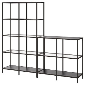 IKEA VITTSJÖ storage combination, 78 3/4x14 1/8x68 7/8 in Black / Brown / Glass, Ikea Ireland | 0817PXDVW