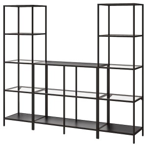 IKEA VITTSJÖ storage combination, 79 1/2x14 1/8x68 7/8 in Black / Brown / Glass, Ikea Ireland | 8413CABNJ