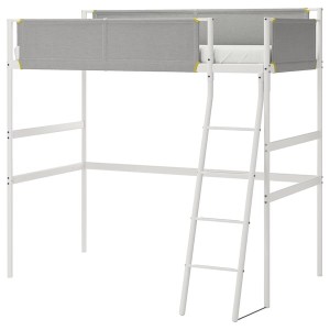 IKEA VITVAL loft bed frame, Twin White / Light Gray, Ikea Ireland | 4371OIWRP