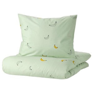 IKEA VÄNKRETS duvet cover and pillowcase(s), Twin Banana Pattern Pale Green, Ikea Ireland | 2065ZQMEV