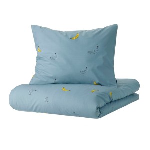 IKEA VÄNKRETS duvet cover and pillowcase(s), Twin Banana Pattern Blue, Ikea Ireland | 0864ZABDR