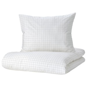 IKEA VÄNKRETS duvet cover and pillowcase(s), check pattern, Twin White / Yellow, Ikea Ireland | 2948HRDMS