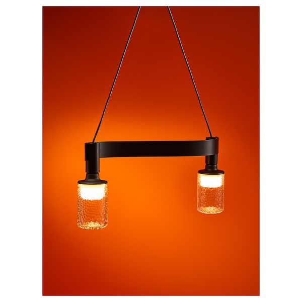 IKEA ACKJA / MOLNART pendant lamp with LED bulb, wave shaped black/tube-shaped patterned, Ikea Ireland | 8425QAEOL