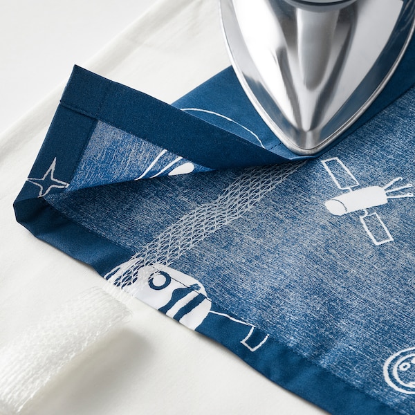 IKEA AFTONSPARV curtains with tie-backs, 1 pair, space blue/white, 47x98 in, Ikea Ireland | 0641DSJXU