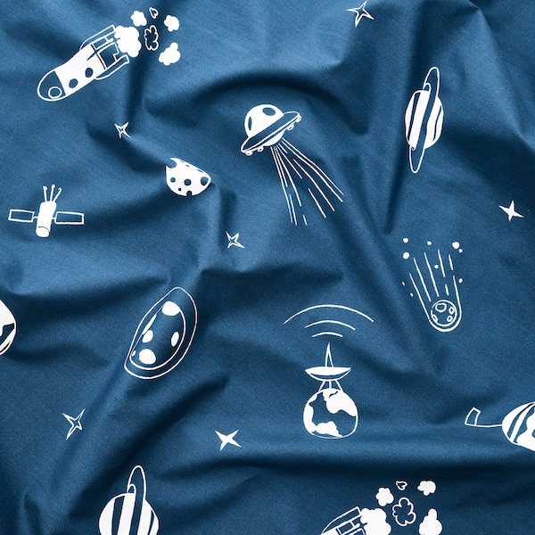 IKEA AFTONSPARV curtains with tie-backs, 1 pair, space blue/white, 47x98 in, Ikea Ireland | 0641DSJXU