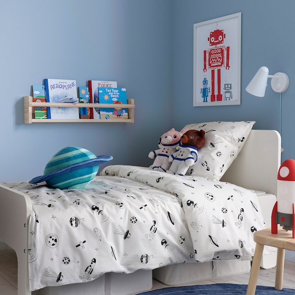IKEA AFTONSPARV duvet cover and pillowcase(s), Twin White / Black, Ikea Ireland | 1906YIHOV