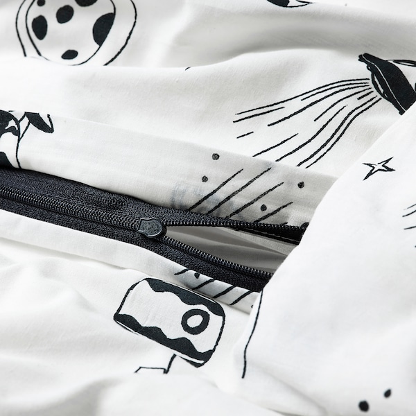 IKEA AFTONSPARV duvet cover and pillowcase(s), Twin White / Black, Ikea Ireland | 1906YIHOV