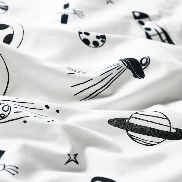 IKEA AFTONSPARV duvet cover and pillowcase(s), Twin White / Black, Ikea Ireland | 1906YIHOV