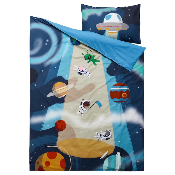IKEA AFTONSPARV duvet cover and pillowcase(s), space/blue, Twin Blue, Ikea Ireland | 5836MFPSG