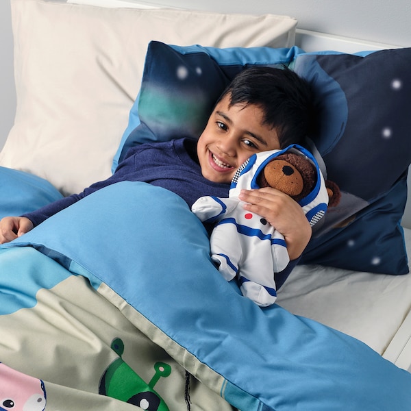 IKEA AFTONSPARV duvet cover and pillowcase(s), space/blue, Twin Blue, Ikea Ireland | 5836MFPSG