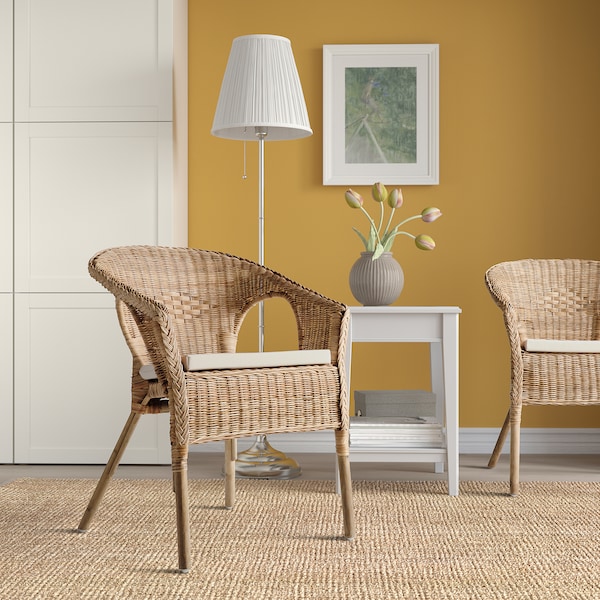 IKEA AGEN chair with cushion, rattan/Norna natural, Ikea Ireland | 1625IJHEW