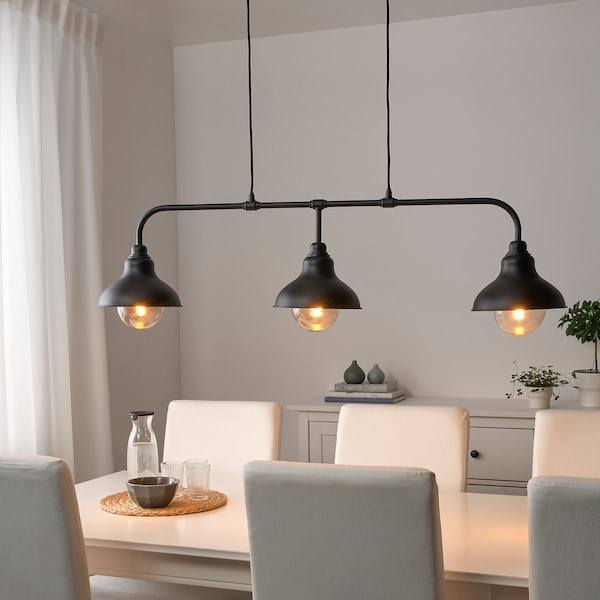 IKEA AGUNNARYD pendant lamp with 3 lamps, black, 48 in, Ikea Ireland | 0657GTHXE