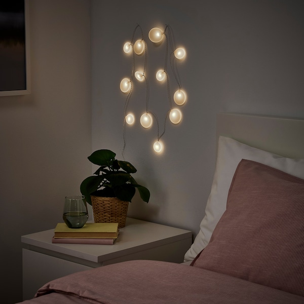 IKEA AKTERPORT LED string light with 12 lights, battery operated/Pebbles white, Ikea Ireland | 4123XDWZK