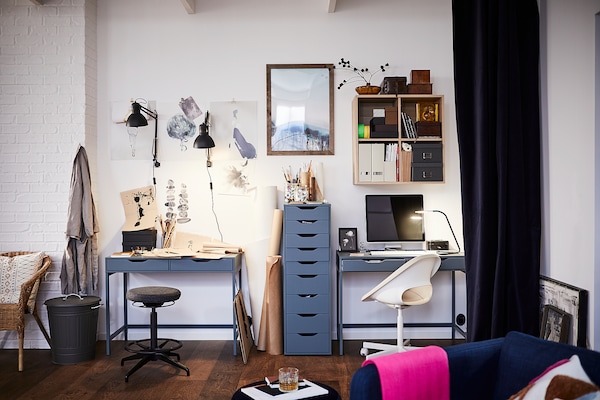 IKEA ALEX desk, 39 3/8x18 7/8 in Gray / Turquoise, Ikea Ireland | 4015CANZS