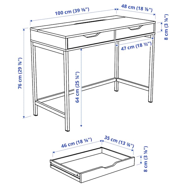 IKEA ALEX desk, 39 3/8x18 7/8 in White, Ikea Ireland | 7038XITDG