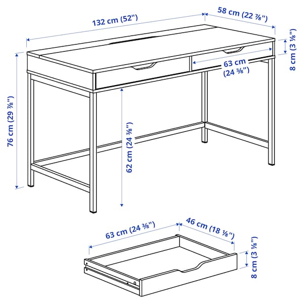 IKEA ALEX desk, 52x22 7/8 in Gray / Turquoise, Ikea Ireland | 3517QWFBV