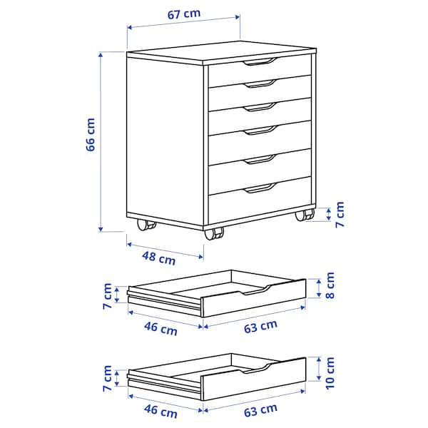 IKEA ALEX drawer unit on casters, 26 3/8x26 in White, Ikea Ireland | 4160QUGLF