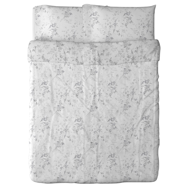 IKEA ALVINE KVIST duvet cover and pillowcase(s), Full/Queen (Double/Queen) White / Gray, Ikea Ireland | 8950UFKDG