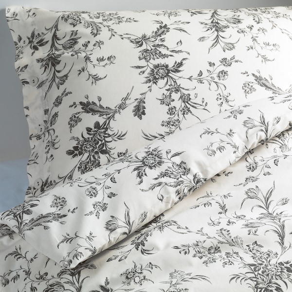 IKEA ALVINE KVIST duvet cover and pillowcase(s), Full/Queen (Double/Queen) White / Gray, Ikea Ireland | 8950UFKDG