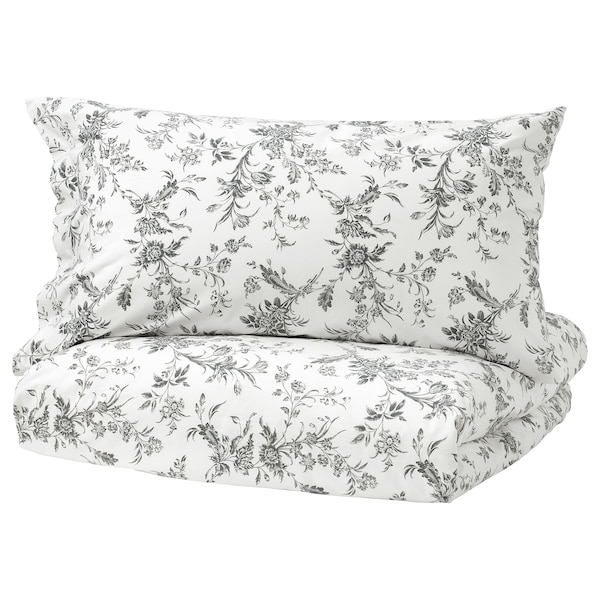 IKEA ALVINE KVIST duvet cover and pillowcase(s), Full/Queen (Double/Queen) White / Gray, Ikea Ireland | 8950UFKDG