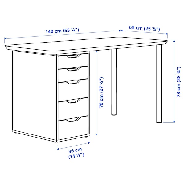 IKEA ANFALLARE / ALEX desk, 55 1/8x25 5/8 in White, Ikea Ireland | 7860RXBPM