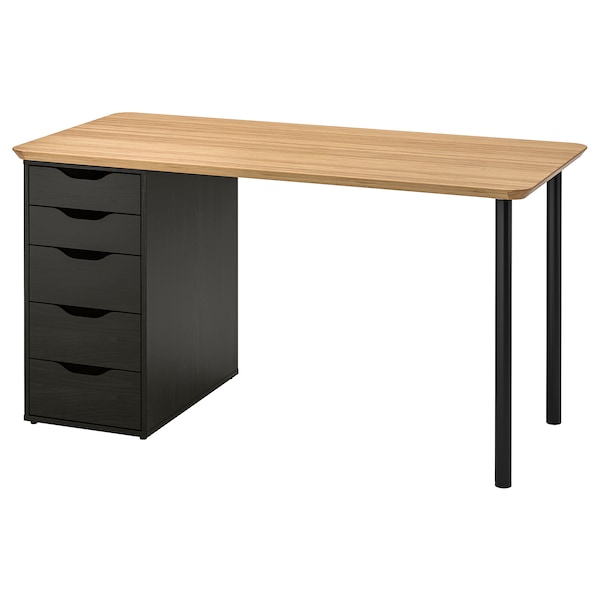 IKEA ANFALLARE / ALEX desk, bamboo, 55 1/8x25 5/8 in Black Brown, Ikea Ireland | 6439BIMPQ