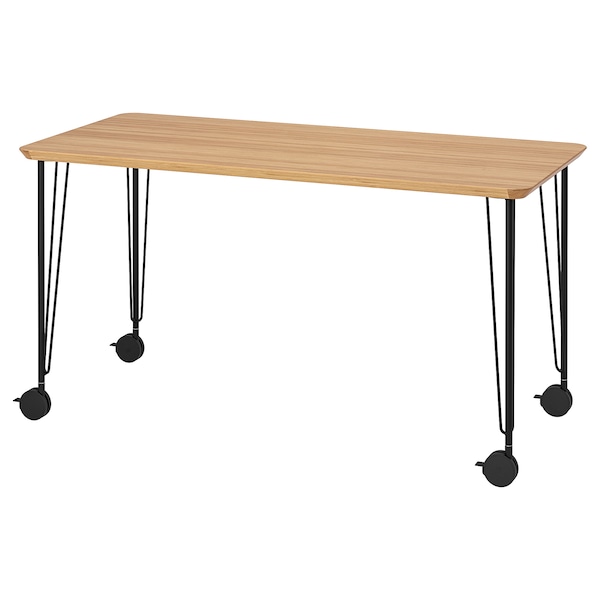 IKEA ANFALLARE / KRILLE desk, bamboo/black, 55 1/8x25 5/8 in Black, Ikea Ireland | 5802LBFAX