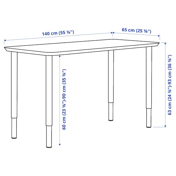 IKEA ANFALLARE / OLOV desk, 55 1/8x25 5/8 in White, Ikea Ireland | 9072CYVAO