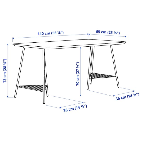 IKEA ANFALLARE / TILLSLAG desk, 55 1/8x25 5/8 in White, Ikea Ireland | 4297VIPSQ
