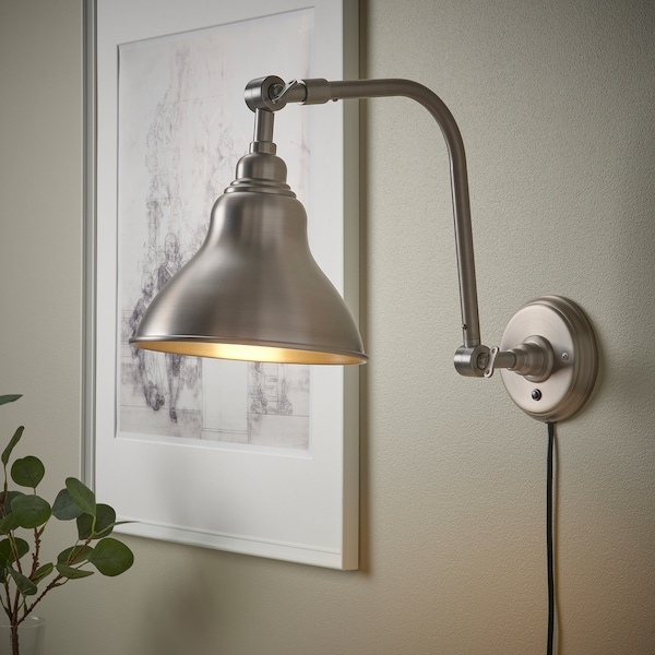 IKEA ANKARSPEL wall lamp with LED bulb, pewter effect, Ikea Ireland | 2964XYHBN