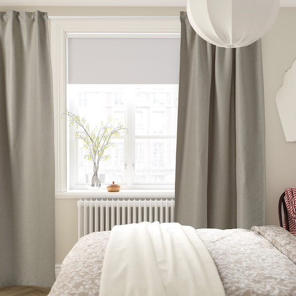 IKEA ANNAKAJSA room darkening curtains, 1 pair, 57x98 in Light Gray, Ikea Ireland | 9157CXEGH