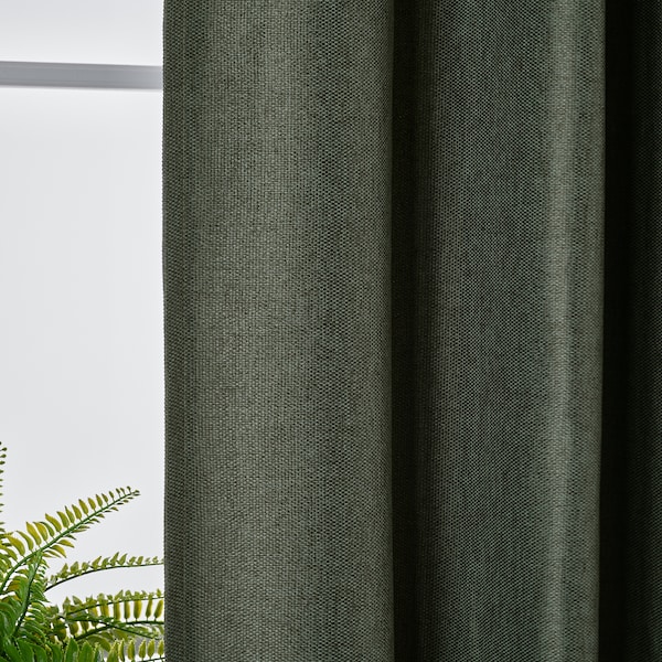IKEA ANNAKAJSA room darkening curtains, 1 pair, 57x98 in Dark Green, Ikea Ireland | 3290VHIXF