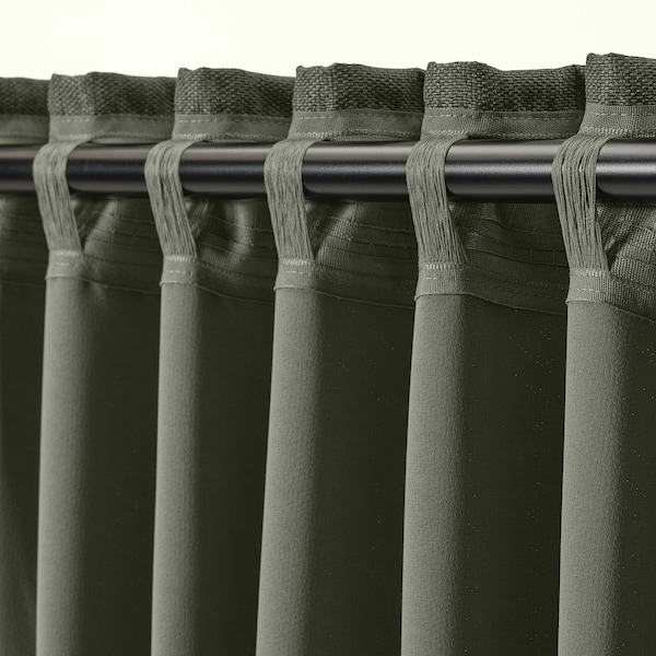 IKEA ANNAKAJSA room darkening curtains, 1 pair, 57x98 in Dark Green, Ikea Ireland | 3290VHIXF
