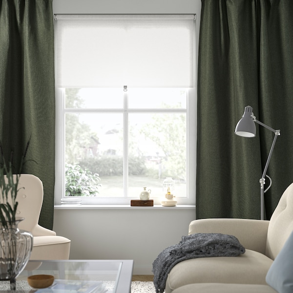 IKEA ANNAKAJSA room darkening curtains, 1 pair, 57x98 in Dark Green, Ikea Ireland | 3290VHIXF