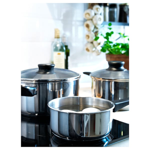 IKEA ANNONS 5-piece cookware set, glass/stainless steel, Ikea Ireland | 3856ZQYLO