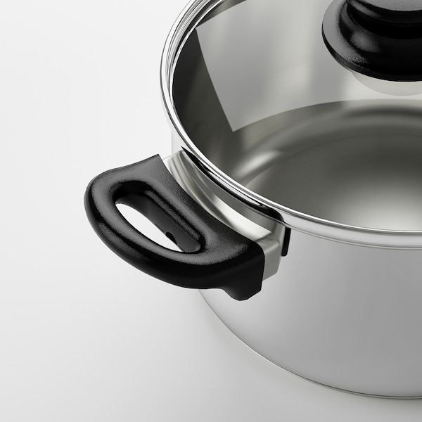 IKEA ANNONS 5-piece cookware set, glass/stainless steel, Ikea Ireland | 3856ZQYLO