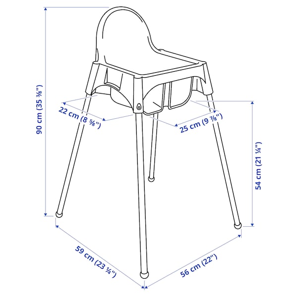 IKEA ANTILOP high chair with safety belt, white/silver color, Ikea Ireland | 1245CVLAN