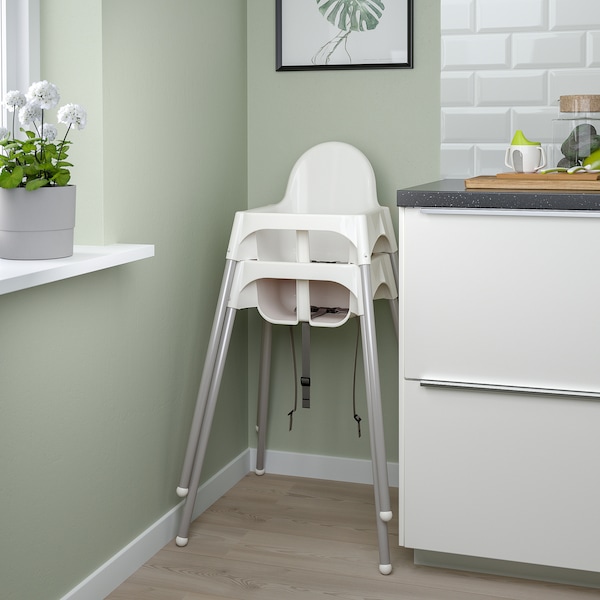 IKEA ANTILOP high chair with safety belt, white/silver color, Ikea Ireland | 1245CVLAN