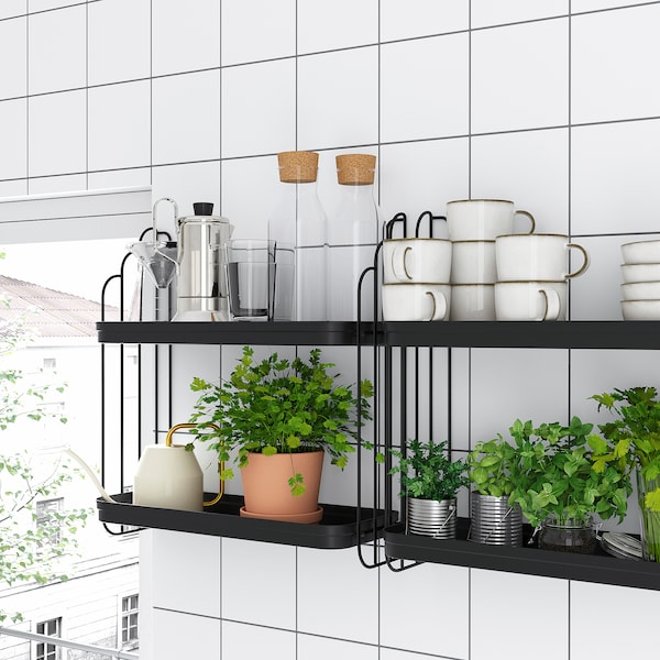 IKEA APOTEKARE wall shelf, black, 19 5/8x20 1/2 in, Ikea Ireland | 0394ZJWPD