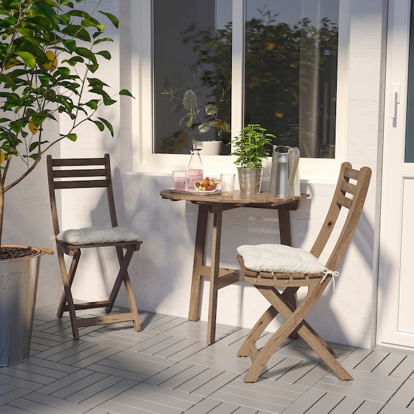 IKEA ASKHOLMEN Chair, outdoor, gray-brown foldable gray-brown stained light brown light brown stained, Ikea Ireland | 8136QASGH