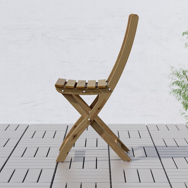 IKEA ASKHOLMEN Chair, outdoor, gray-brown foldable gray-brown stained light brown light brown stained, Ikea Ireland | 8136QASGH
