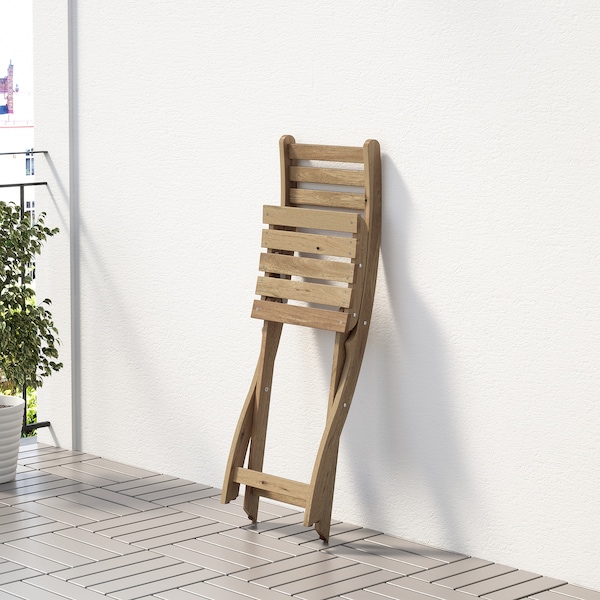 IKEA ASKHOLMEN Chair, outdoor, gray-brown foldable gray-brown stained light brown light brown stained, Ikea Ireland | 8136QASGH