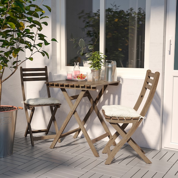 IKEA ASKHOLMEN Table, outdoor, gray-brown foldable gray-brown stained light brown stained light brown, Ikea Ireland | 9617NTQJF