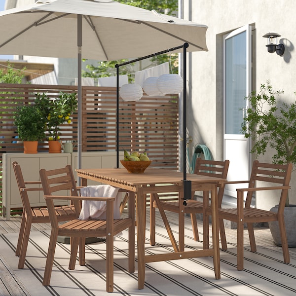 IKEA ASKHOLMEN / HELGEÖ table with decorating rod, outdoor dark brown/black, 56 1/4 in, Ikea Ireland | 3194WZXQH
