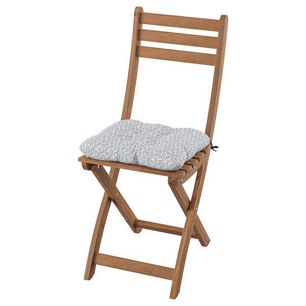 IKEA ASKHOLMEN chair, outdoor, foldable dark brown/Klösan blue, Ikea Ireland | 8269MNFZT